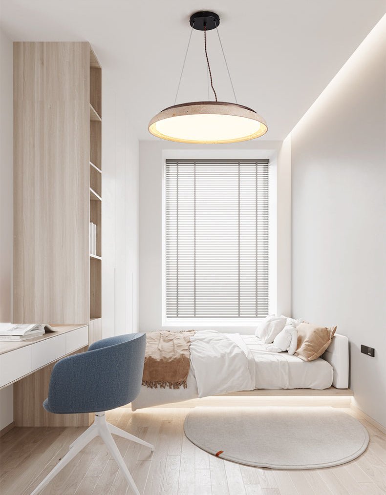 Lunar Disc Travertine Pendant Lamp
