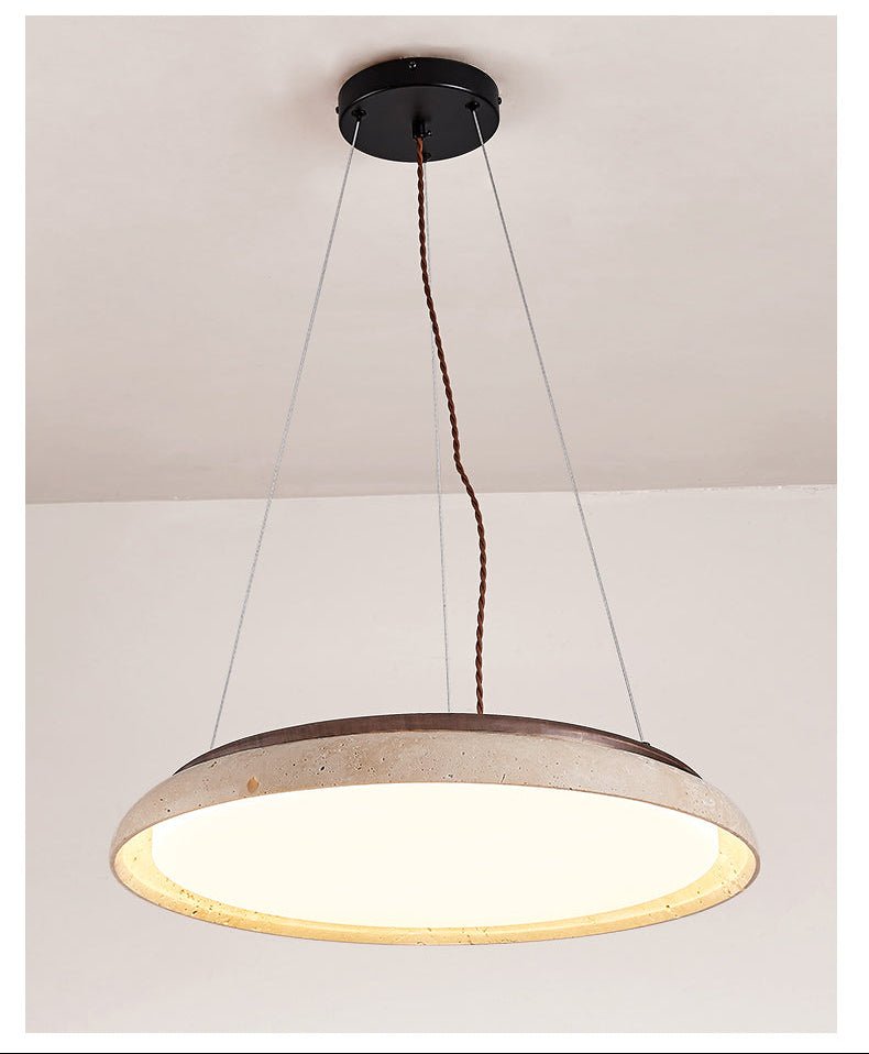 Lunar Disc Travertine Pendant Lamp