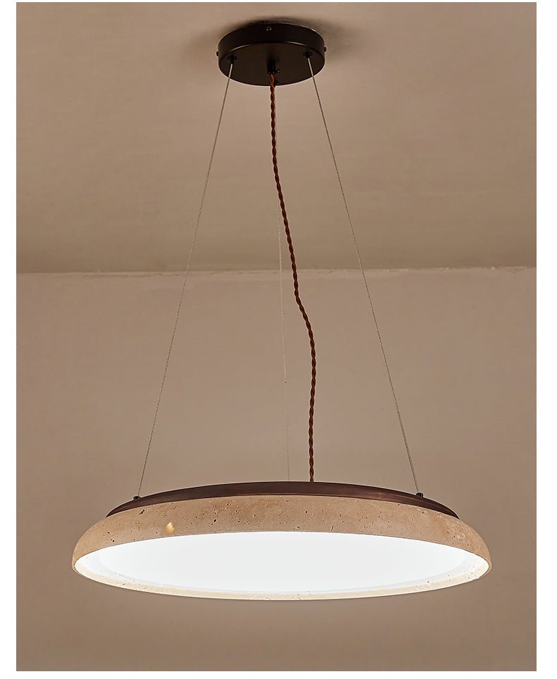 Lunar Disc Travertine Pendant Lamp