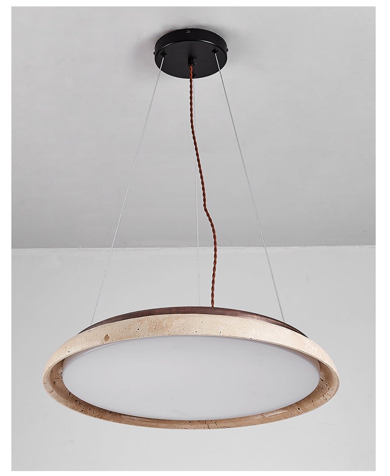 Lunar Disc Travertine Pendant Lamp