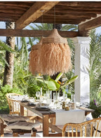 Bohemian Raffia Pendant Light