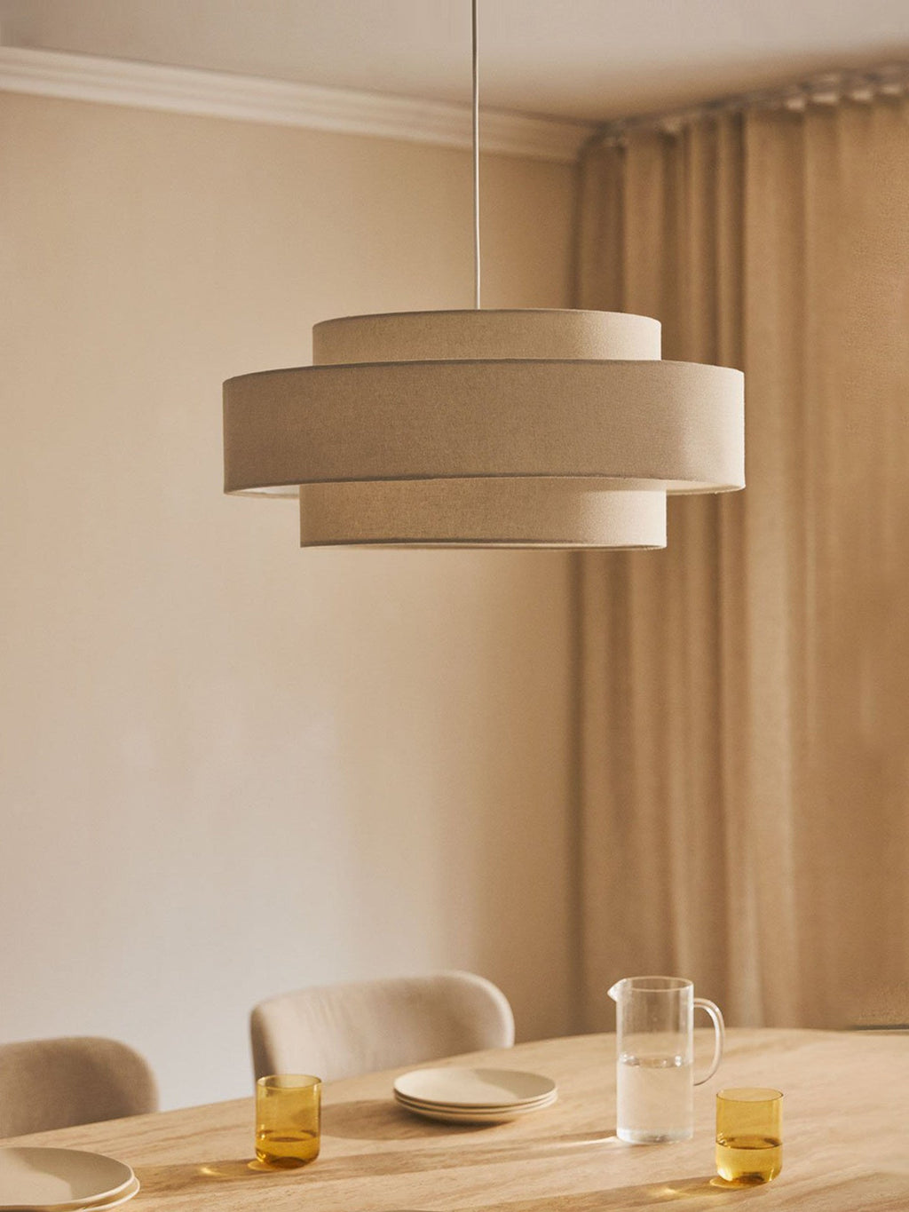 Lunara Layered Linen Pendant Light