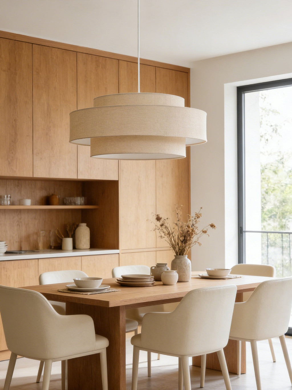 Lunara Layered Linen Pendant Light