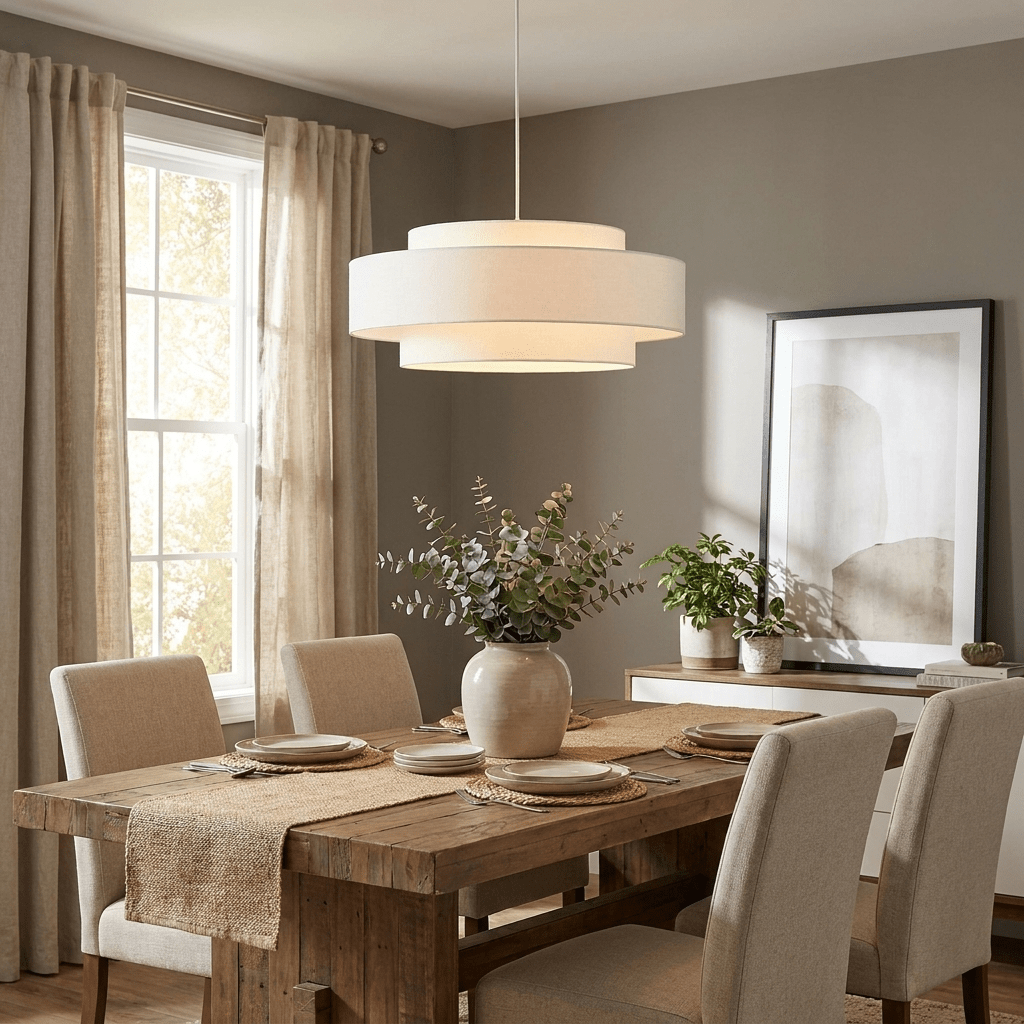Lunara Layered Linen Pendant Light