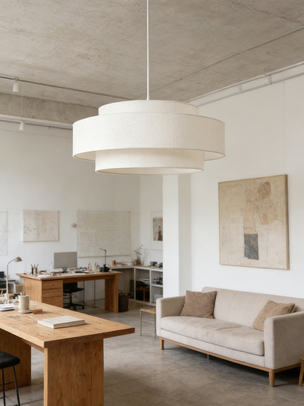 Lunara Layered Linen Pendant Light