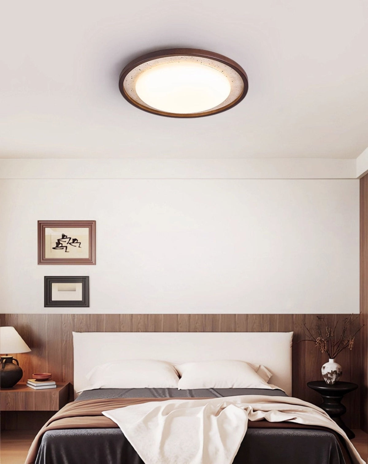 Travertine Wood Ceiling Light