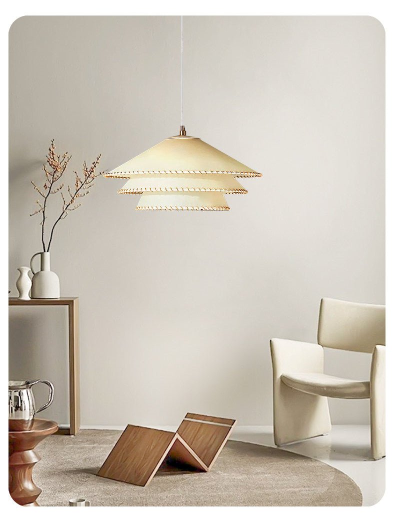 Layered Fabric Cone Pendant Lamp