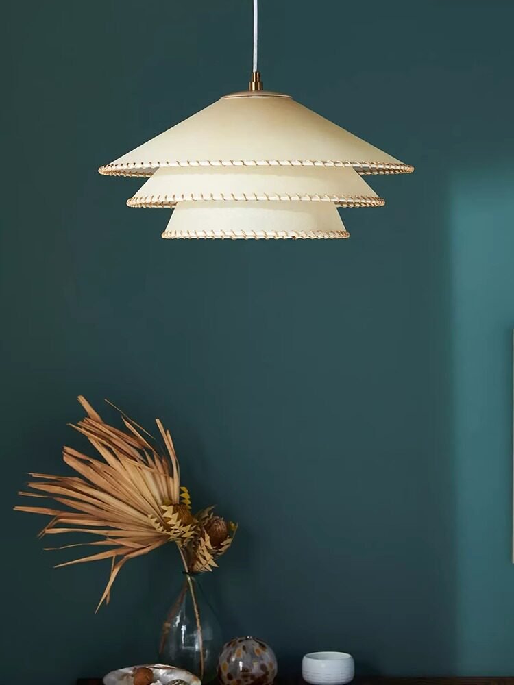 Layered Fabric Cone Pendant Lamp