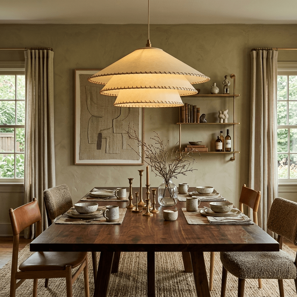 Layered Fabric Cone Pendant Lamp