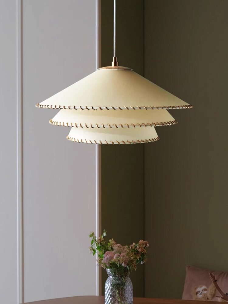 Layered Fabric Cone Pendant Lamp