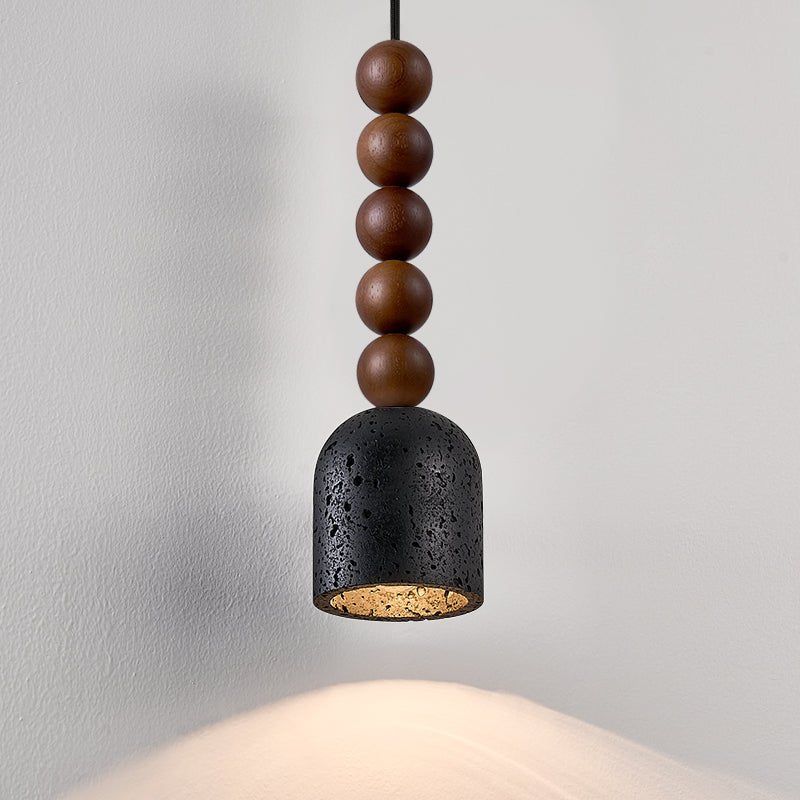 Wood Bead Travertine Pendant Light