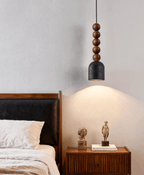 Wood Bead Travertine Pendant Light