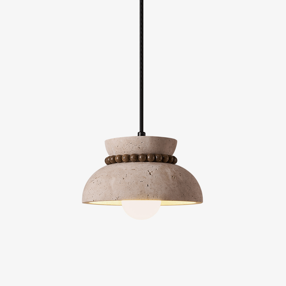 Travertine Wooden Bead Pendant Lamp