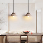 Travertine Wooden Bead Pendant Lamp