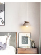 Travertine Wooden Bead Pendant Lamp