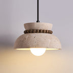 Travertine Wooden Bead Pendant Lamp