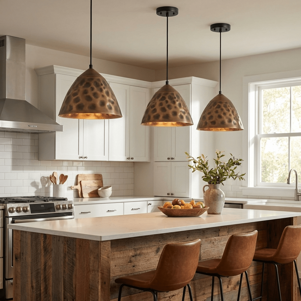 Dravik Hammered Brass Pendant Collection