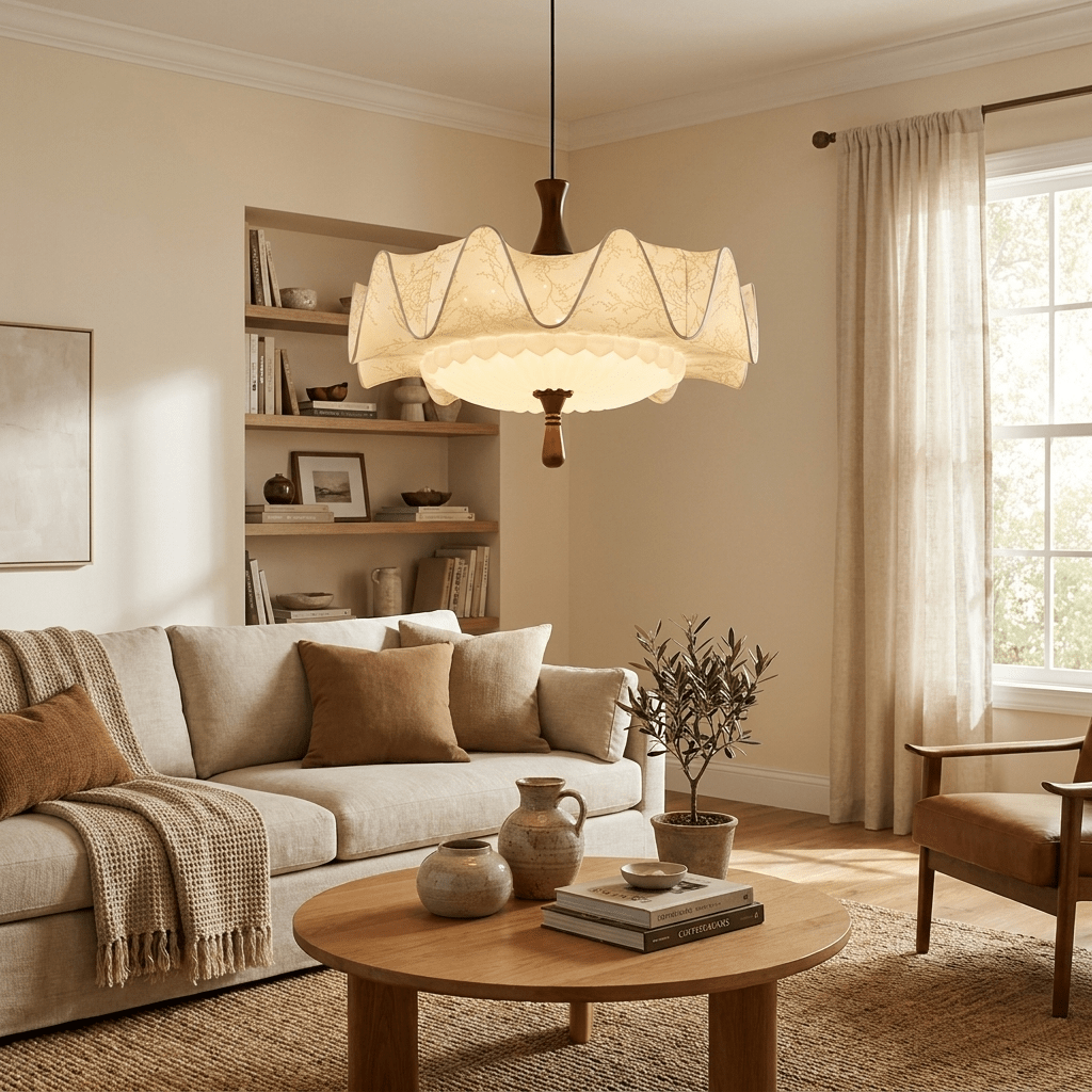 Vintage Floral Scalloped Pendant Light