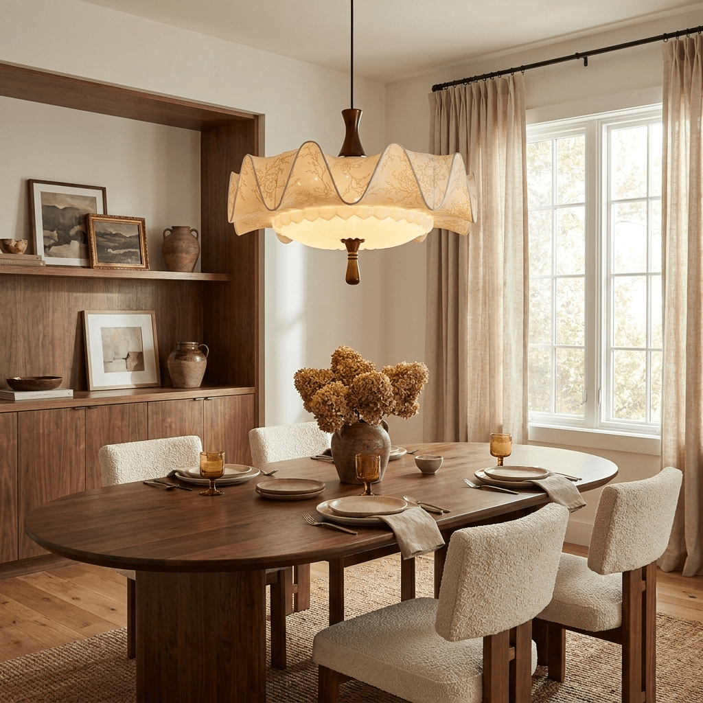 Vintage Floral Scalloped Pendant Light
