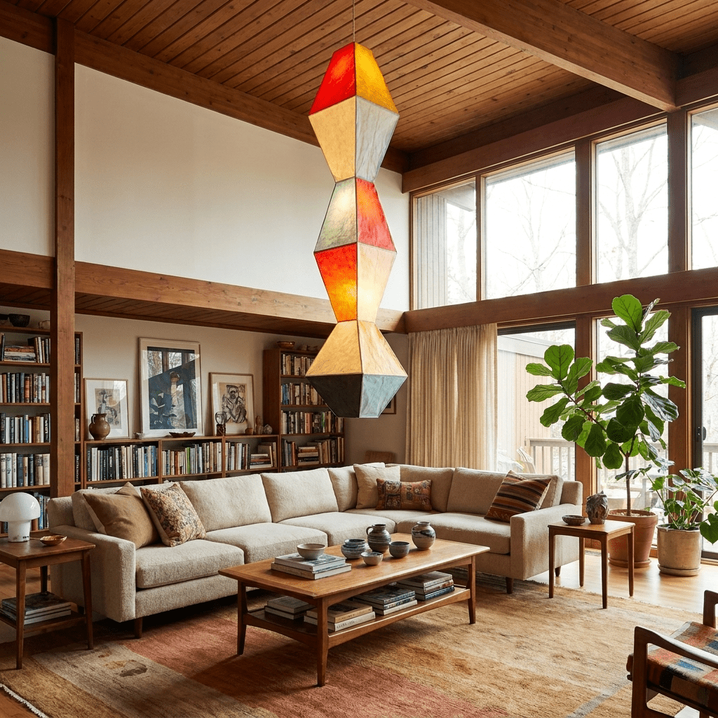 Stacked Geometric Rice Paper Pendant Lamp