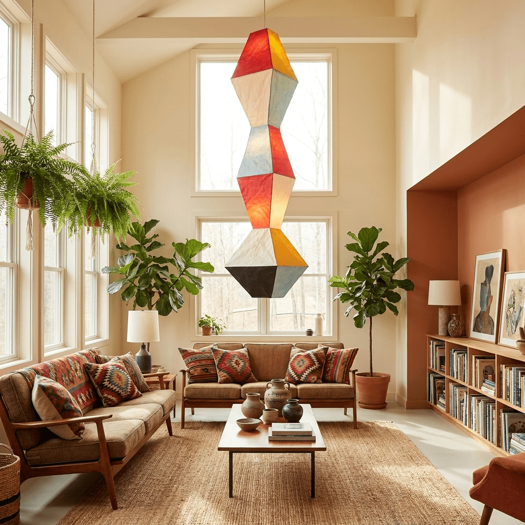 Stacked Geometric Rice Paper Pendant Lamp