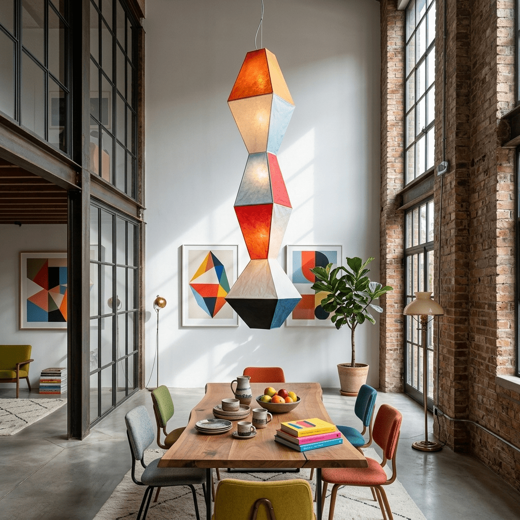 Stacked Geometric Rice Paper Pendant Lamp