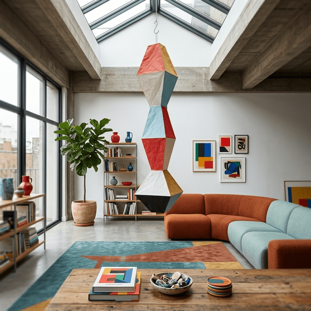 Stacked Geometric Rice Paper Pendant Lamp