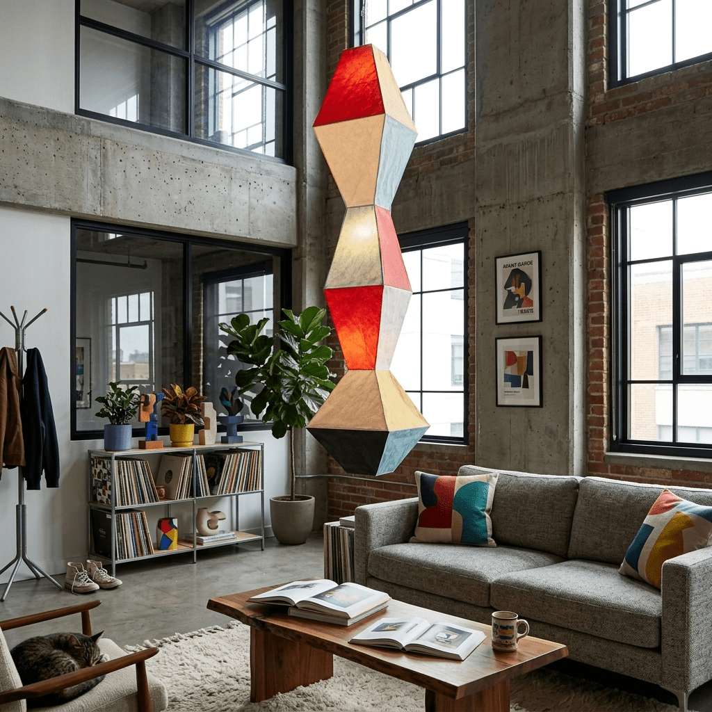 Stacked Geometric Rice Paper Pendant Lamp