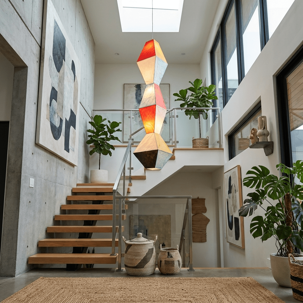 Stacked Geometric Rice Paper Pendant Lamp