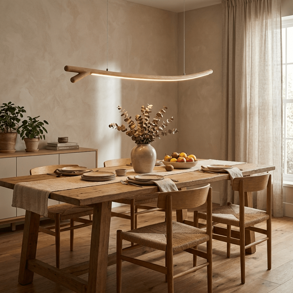 Twig Wood Linear Pendant Light