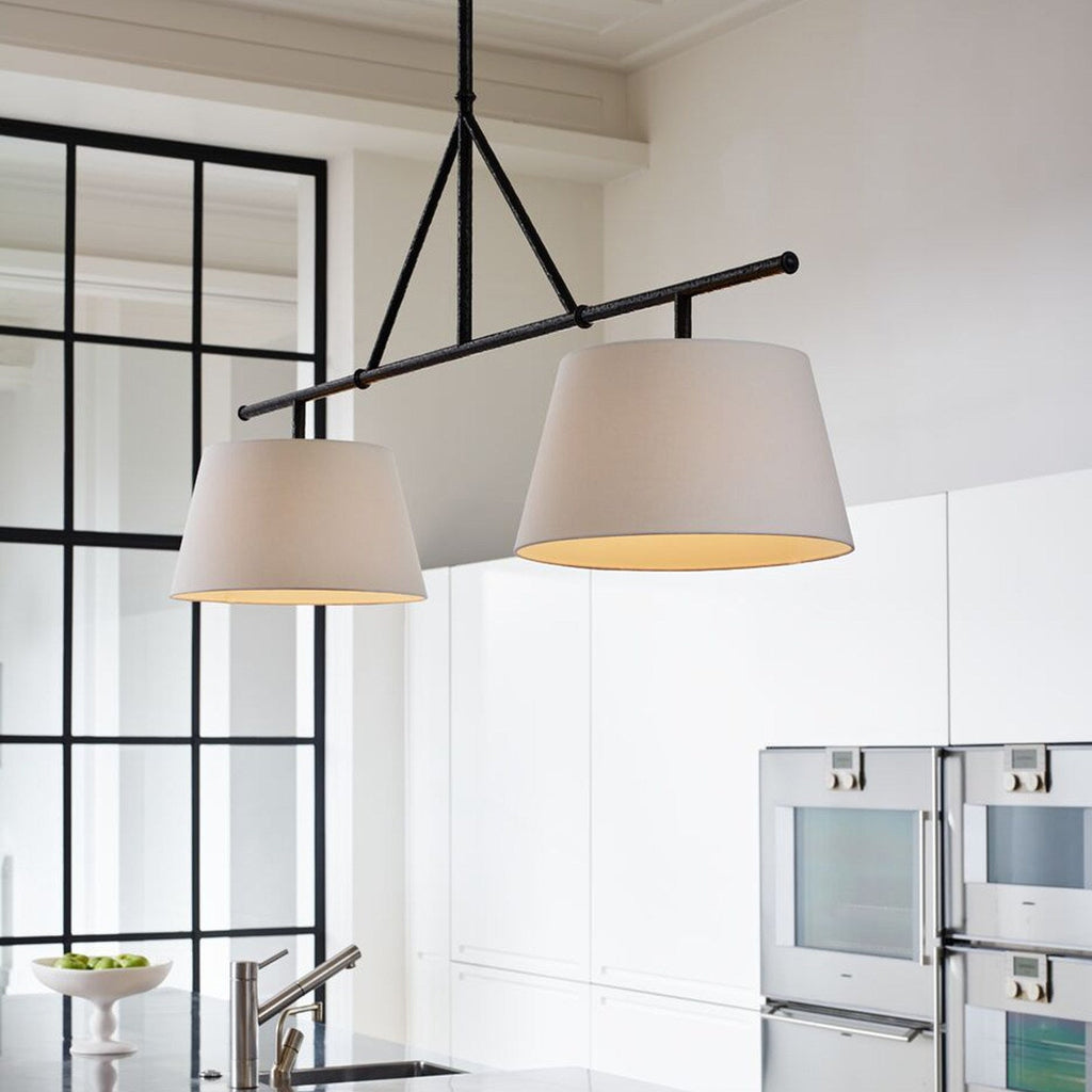 Two Light Linear Island Pendant Lamp