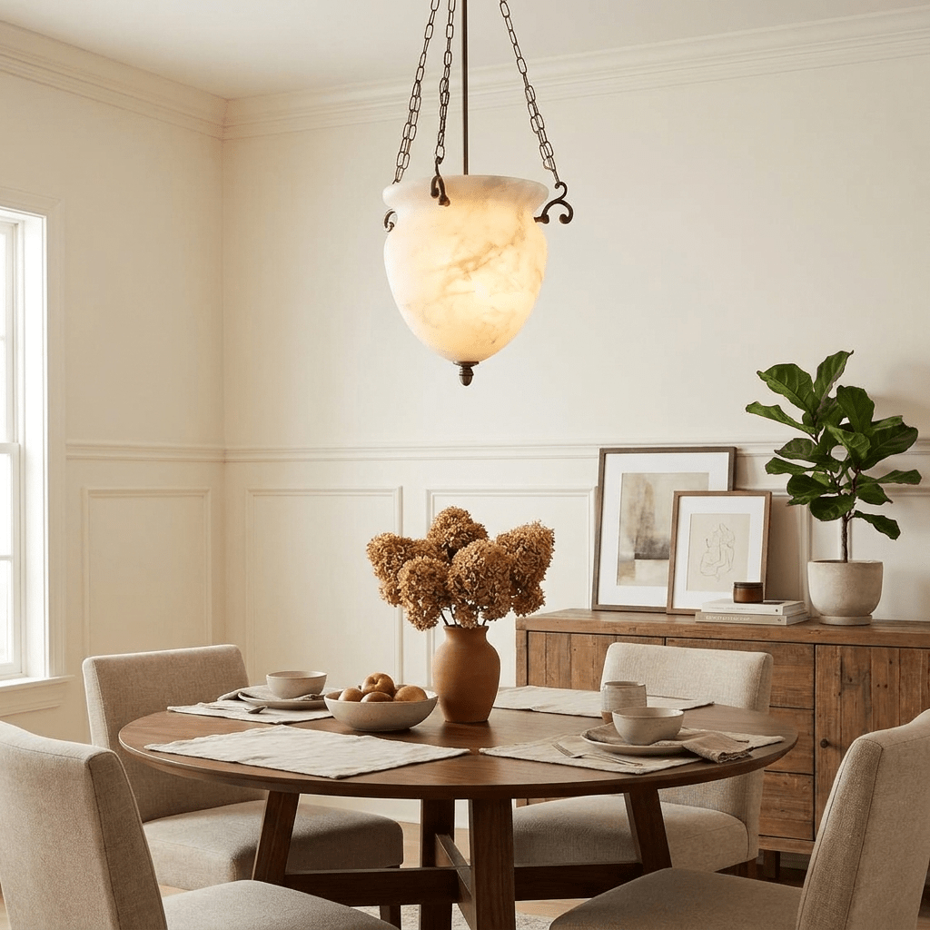 Alabaster Chain Urn Pendant Light