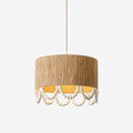 Jute Wood Bead Drum Pendant Lamp