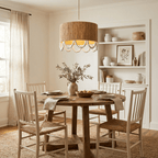 Jute Wood Bead Drum Pendant Lamp