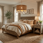 Jute Wood Bead Drum Pendant Lamp