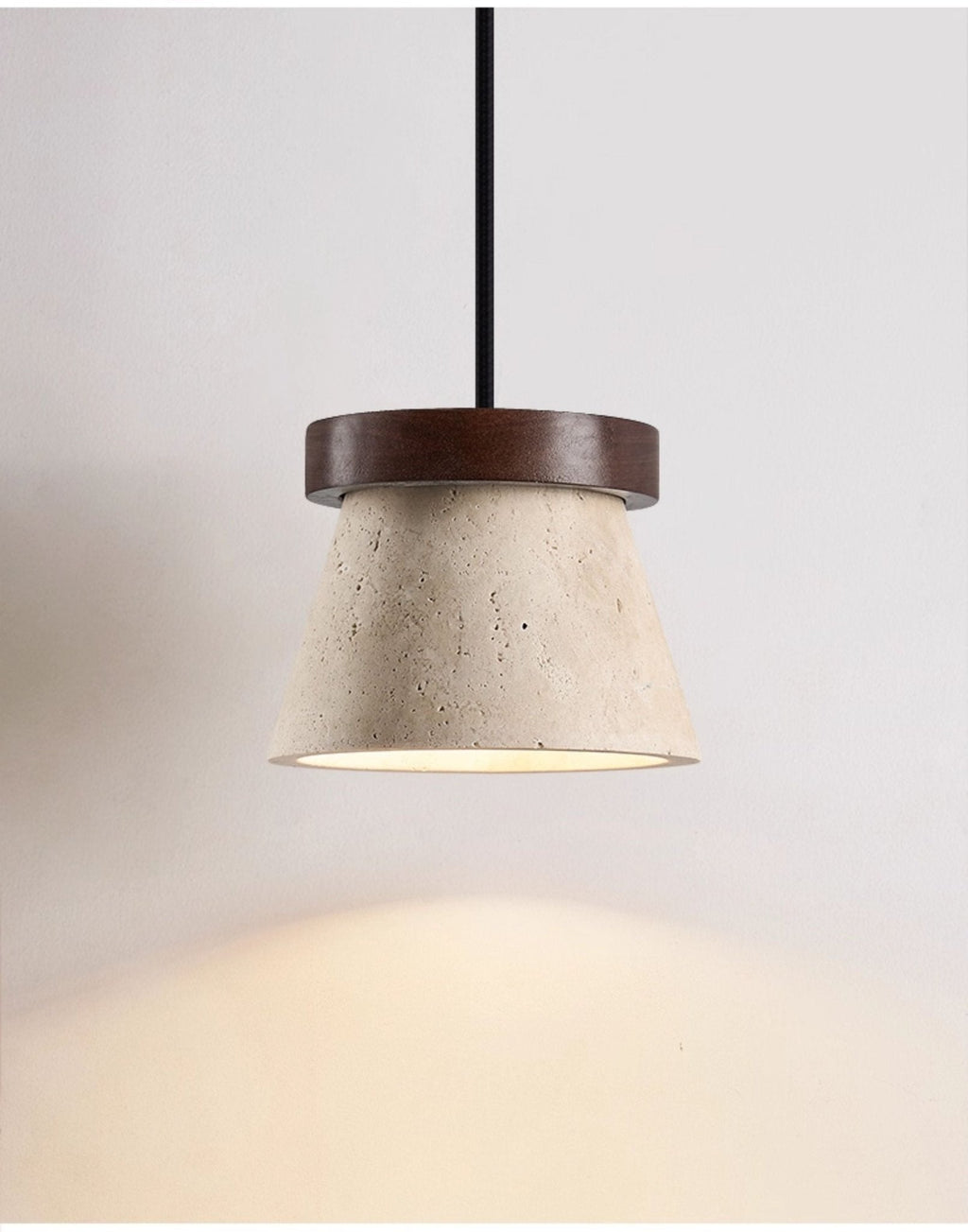 Travertine Cone Ring Pendant Light