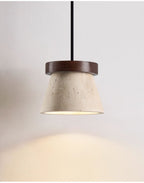 Travertine Cone Ring Pendant Light