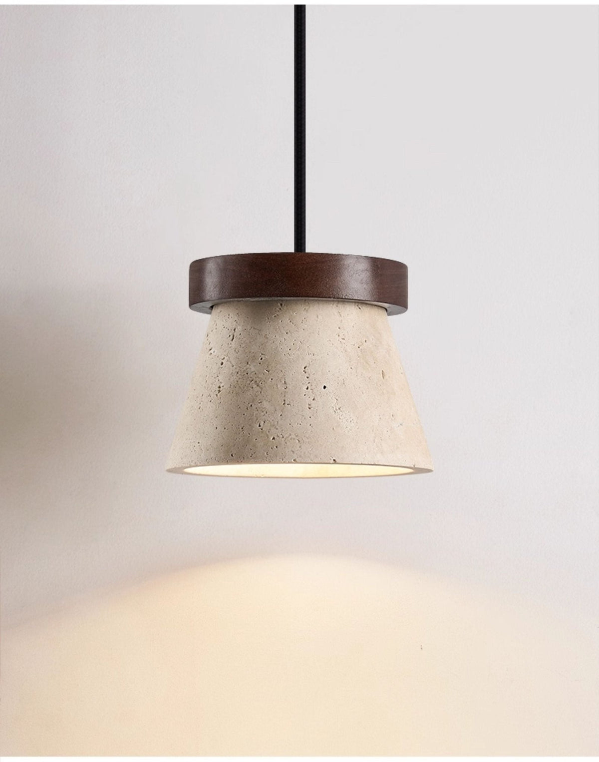Travertine Cone Ring Pendant Light