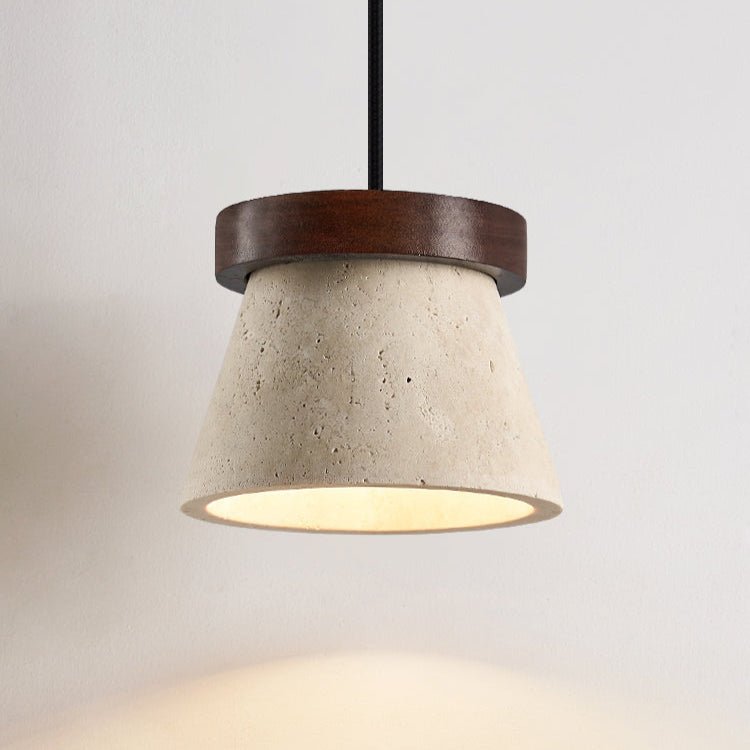 Travertine Cone Ring Pendant Light