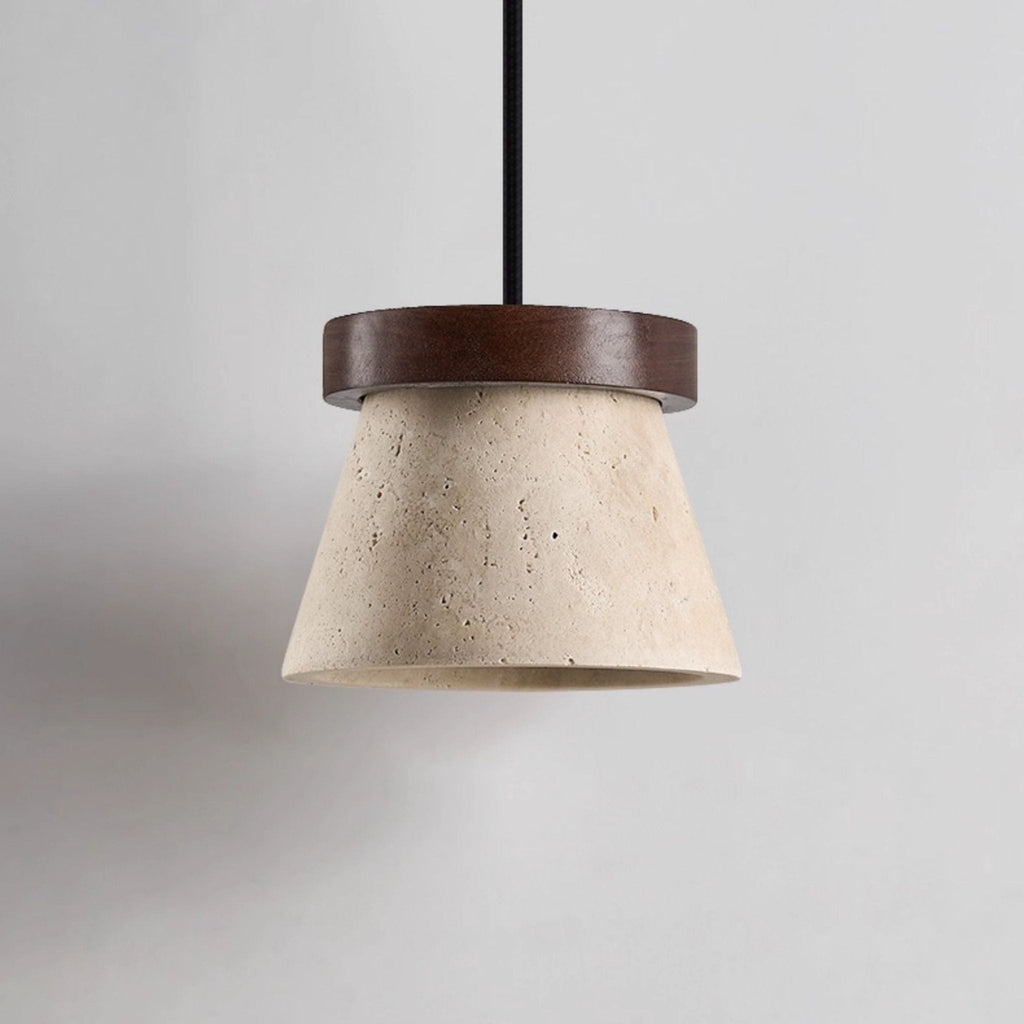 Travertine Cone Ring Pendant Light
