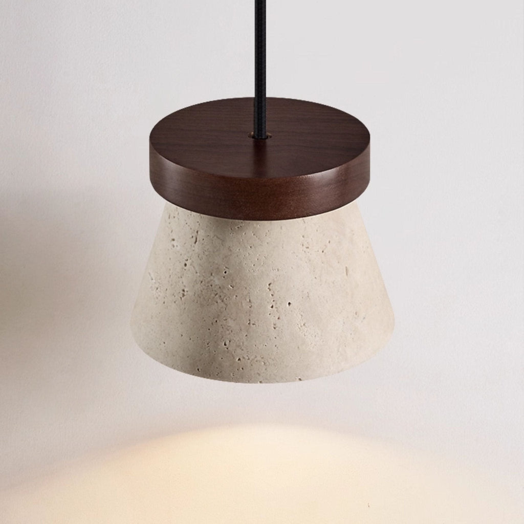 Travertine Cone Ring Pendant Light