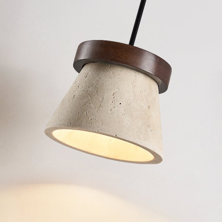 Travertine Cone Ring Pendant Light