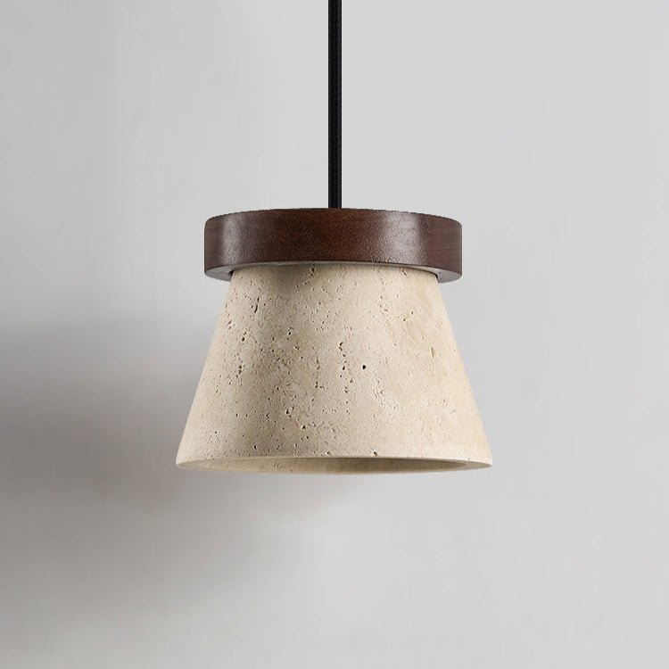 Travertine Cone Ring Pendant Light