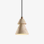 Tiered Travertine Cone Pendant Light