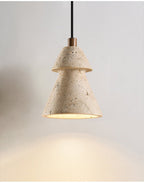 Tiered Travertine Cone Pendant Light