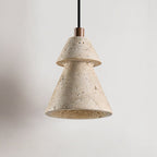Tiered Travertine Cone Pendant Light