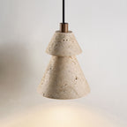 Tiered Travertine Cone Pendant Light