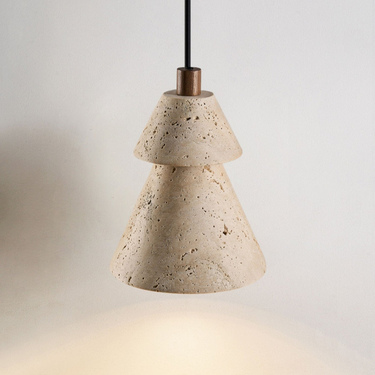 Tiered Travertine Cone Pendant Light