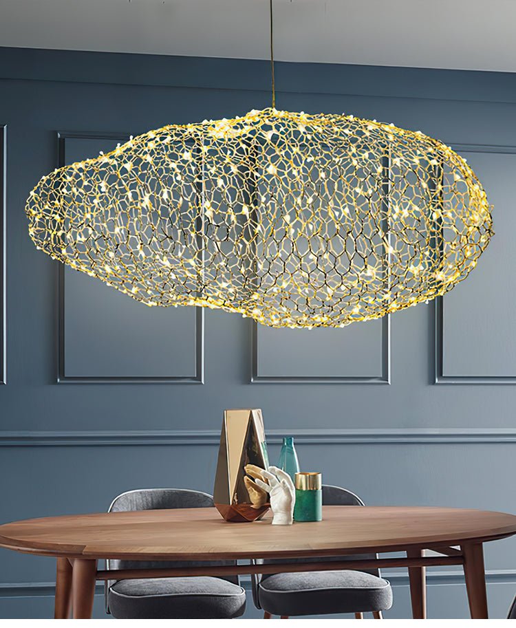 Golden Cloud Weave Pendant Light
