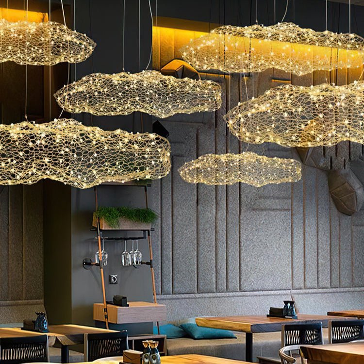 Golden Cloud Weave Pendant Light